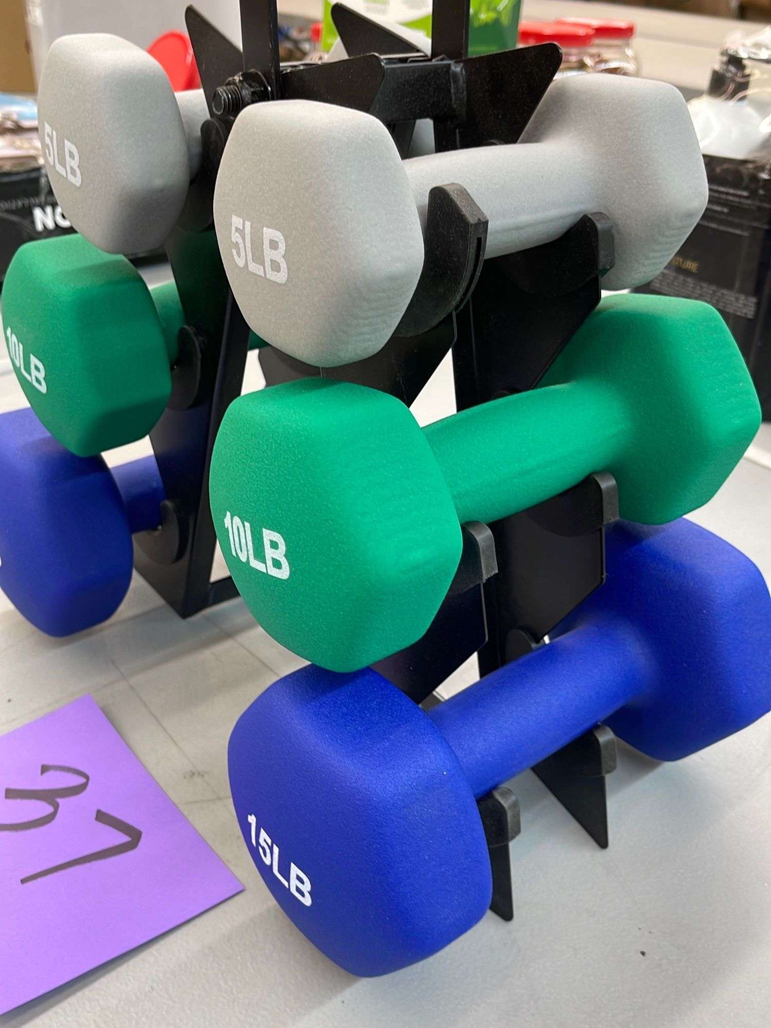 NEOPRENE DUMBBELL SET W STAND Earl s Auction Company